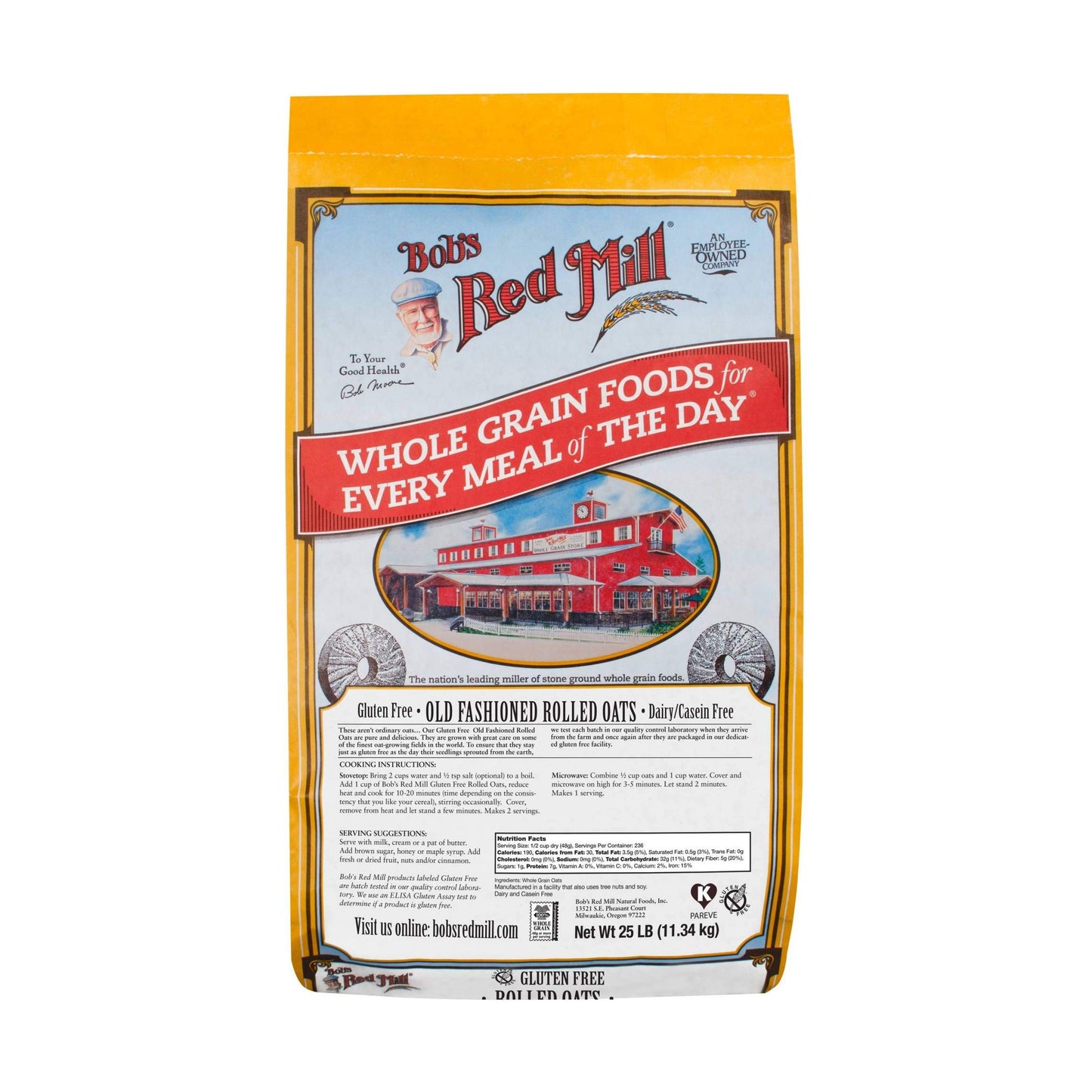 Bobs Red Mill 25 lb Gluten-Free Old Fashioned Rolled Oats