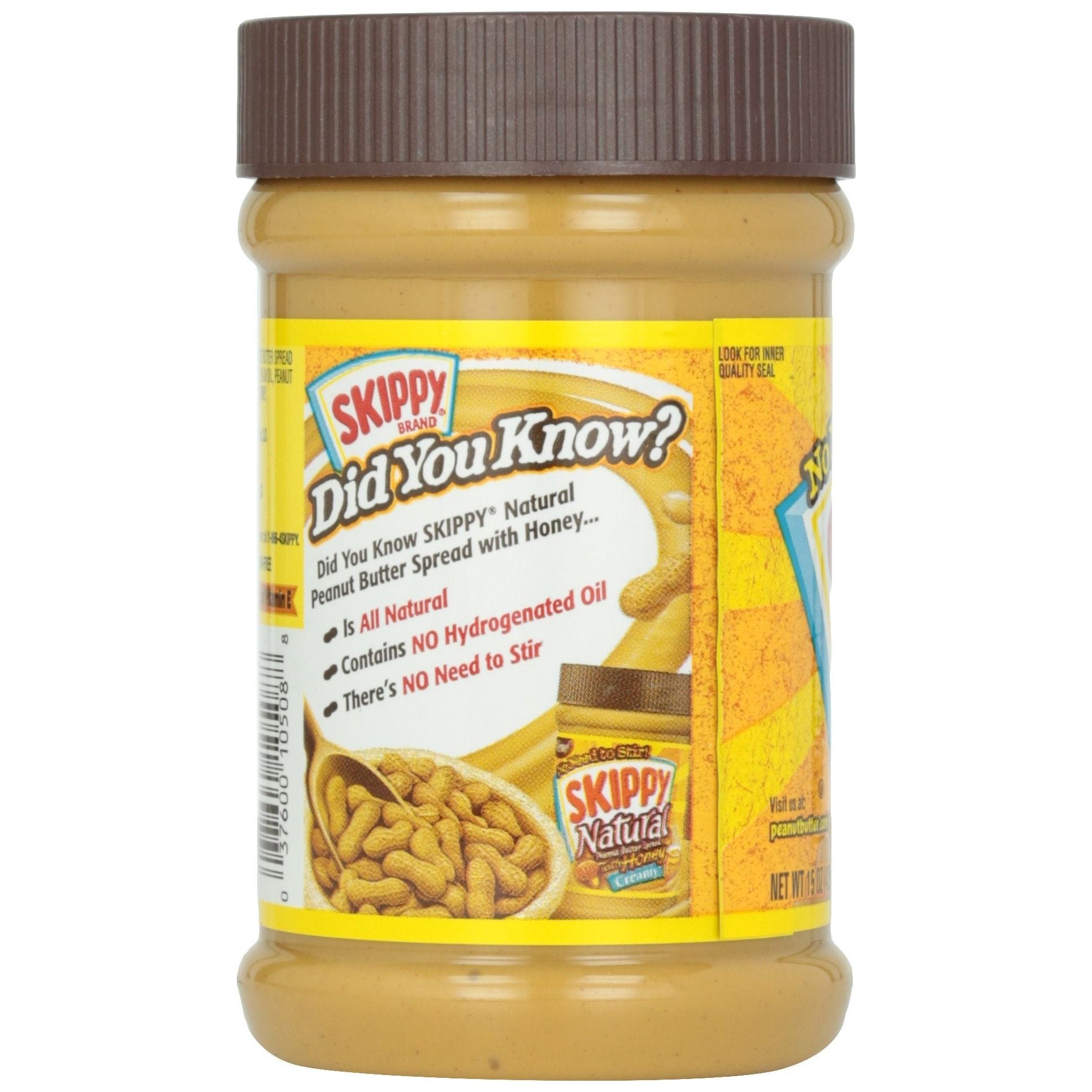 Skippy Natural Honey Peanut Butter, Creamy, 15 oz Jar - Skippy