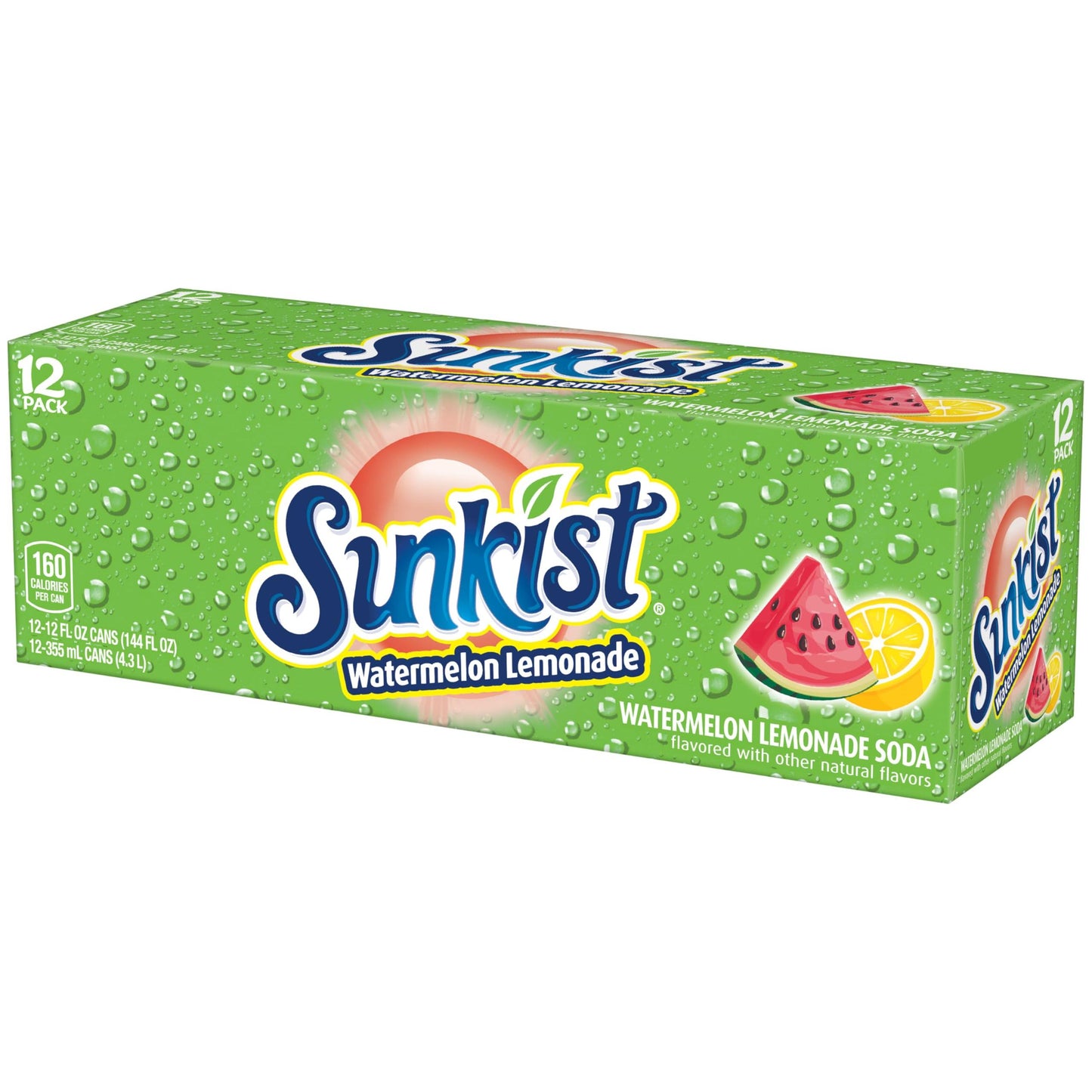 SUNKIST Watermelon Lemonade Refreshing Beverage, 12 oz - 12 Pack