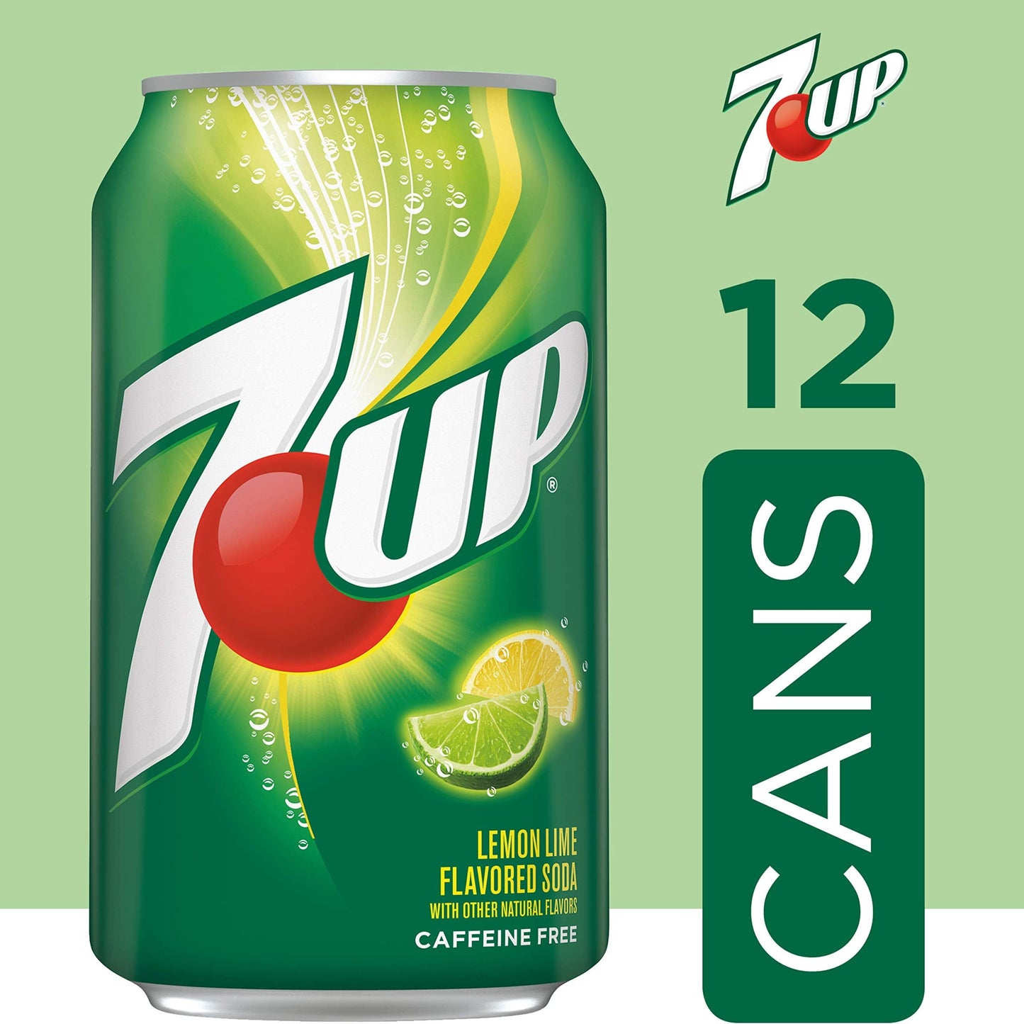 Caffeine-Free 7UP Lemon Lime Soda, 12 oz Cans - 12 Pack