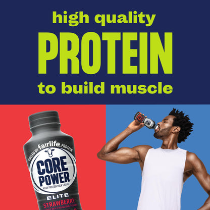 Core Power Elite Strawberry High Protein Milk Shake, 42g Protein, 14 Fl Oz (12-Pack)