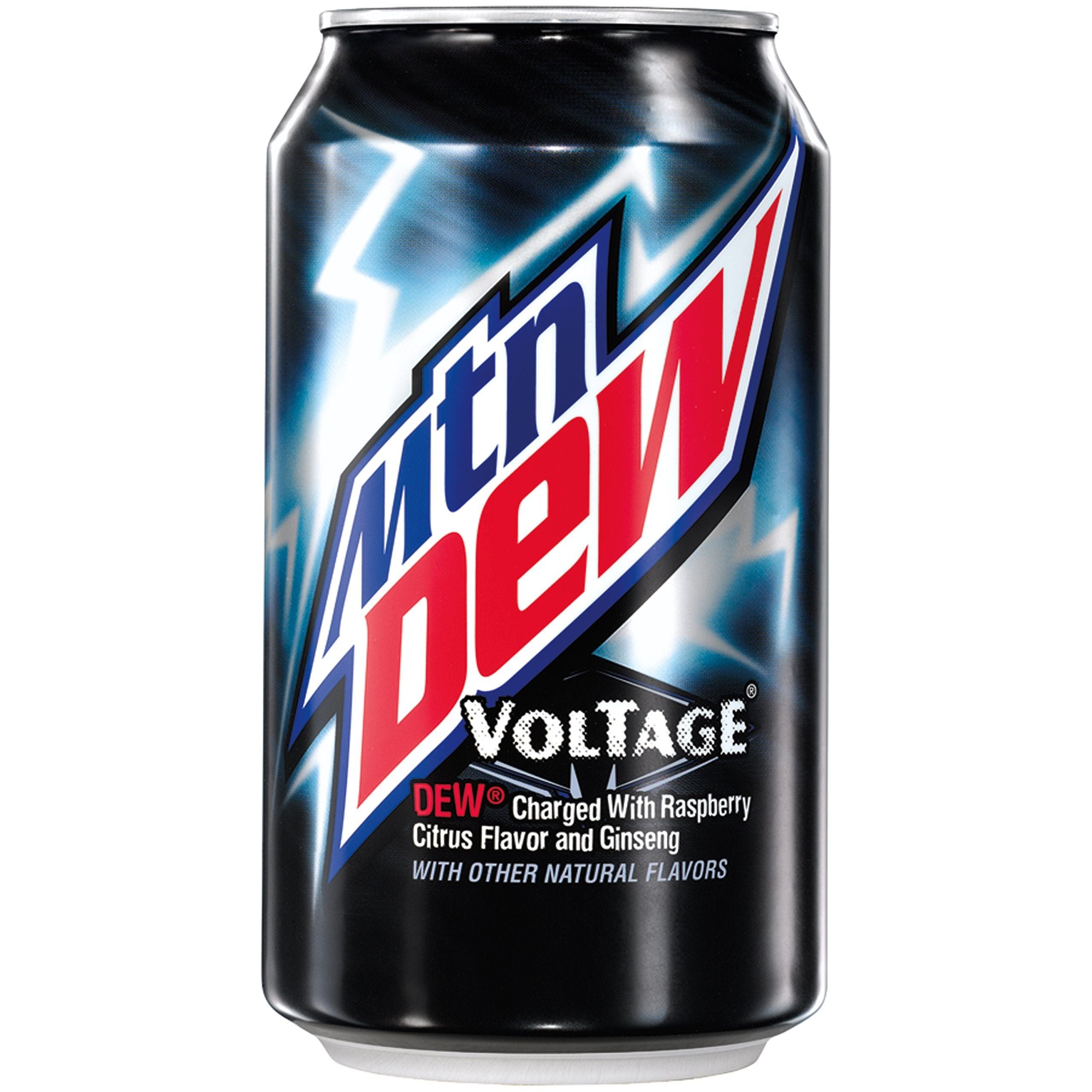 Voltage Mountain Dew Soda, Raspberry Citrus with Ginseng, 12 Fl Oz, 12 Pack - Mountain Dew