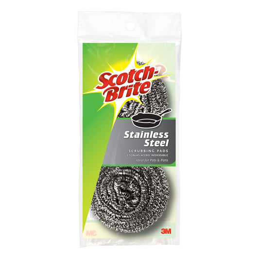 Scotch-Brite‚ Stainless-Steel Scrubbers, No. 84, Silver, Pack Of 72 Scrubbers