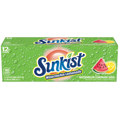 SUNKIST Watermelon Lemonade Refreshing Beverage, 12 oz - 12 Pack