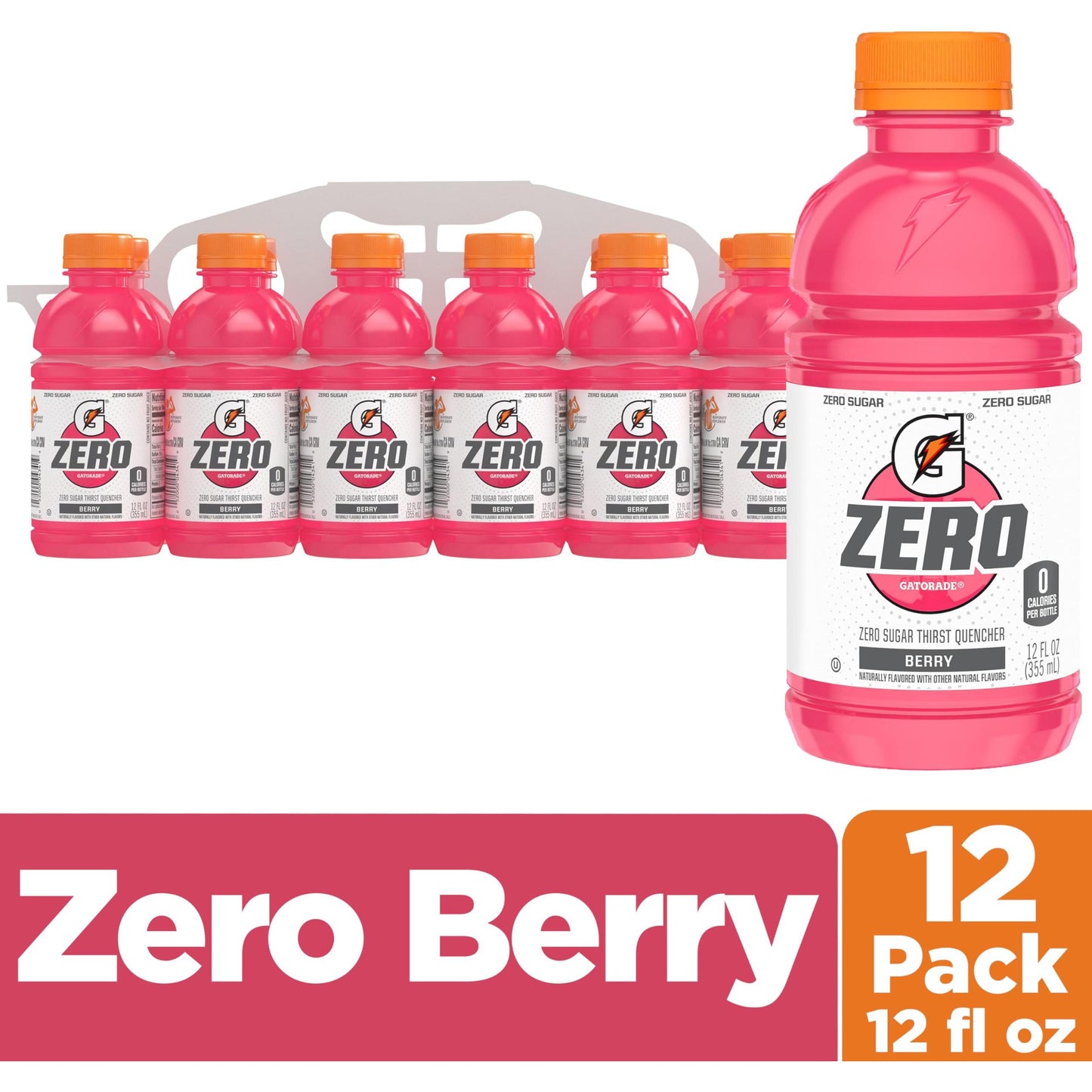 Gatorade G Zero Berry, 12 Fl Oz Bottles, 12 Pack