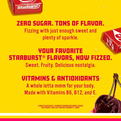 Sparkling Ice STARBURST Cherry, Zero Sugar Flavored Sparkling Water, 17 fl oz Bottles (Pack of 12)