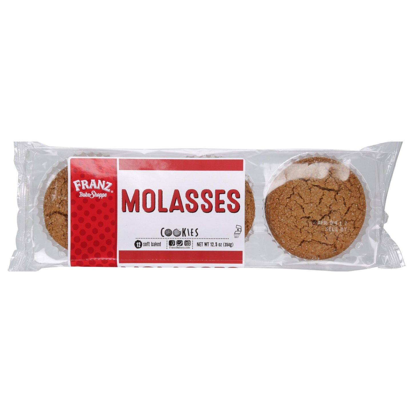 Franz Soft Baked Molasses Cookies, 12.5 oz, 12 Pack