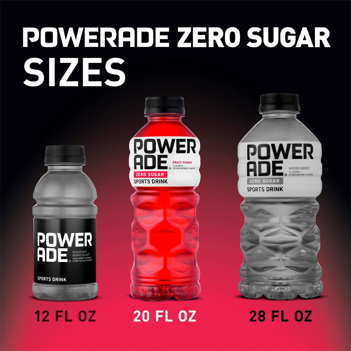 Powerade Zero Ion4 Sports Drink, Fruit Punch Flavor, 20 fl oz, 8 Bottles