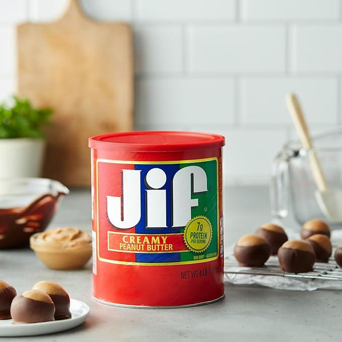 Jif Creamy Peanut Butter, 4lb Cans, Pack of 6 - Jif