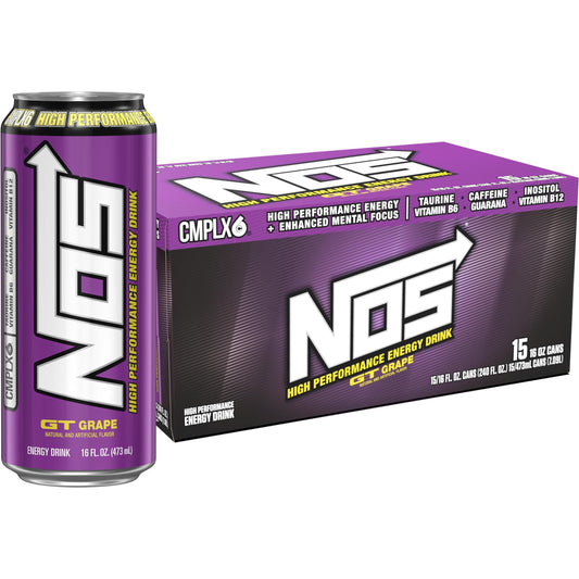 NOS GT Grape Energy Boost: 16 Fl oz Cans (Pack of 15)