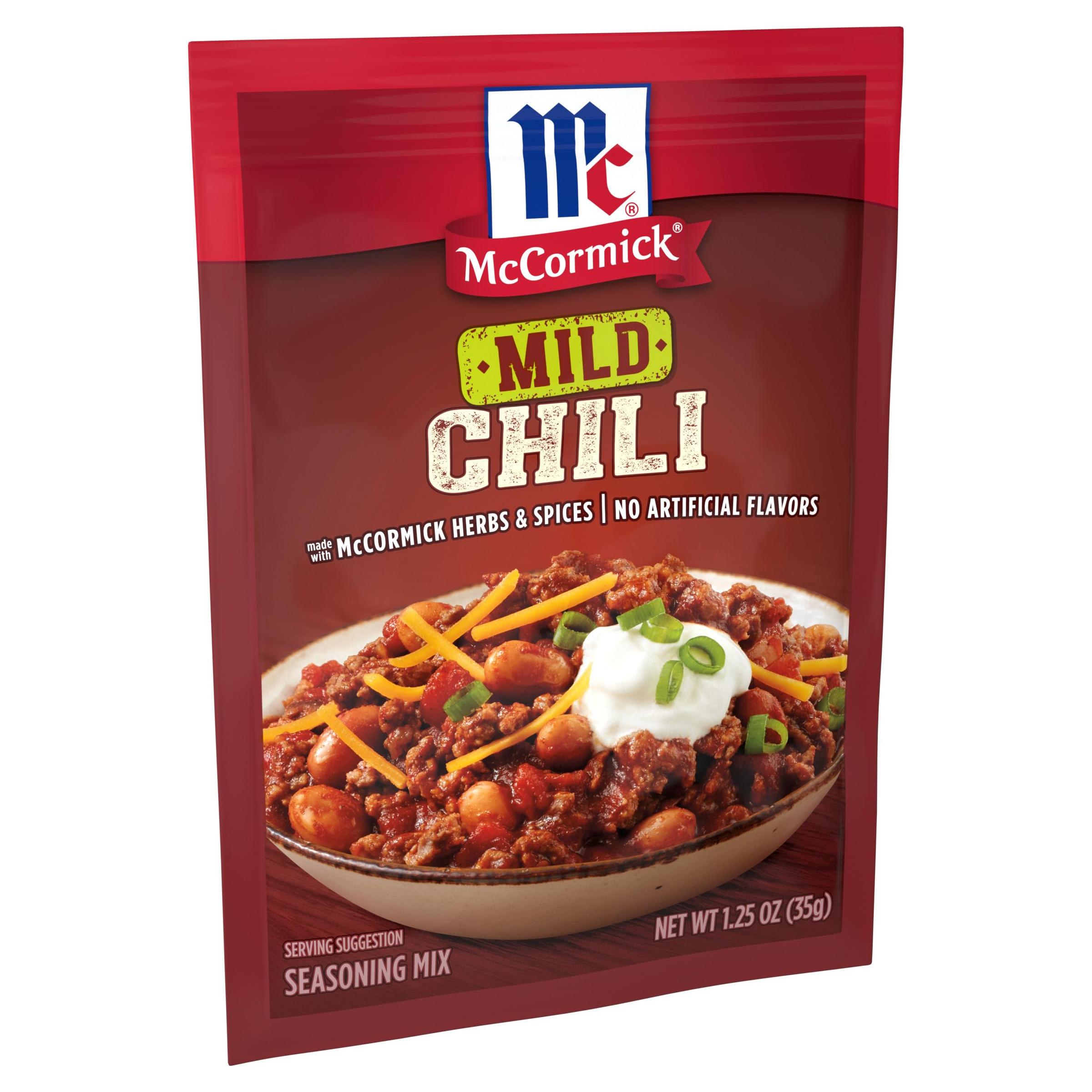 McCormick Mild Chili Seasoning Mix, No MSG, 1.25 oz (24 Pack) - McCormick