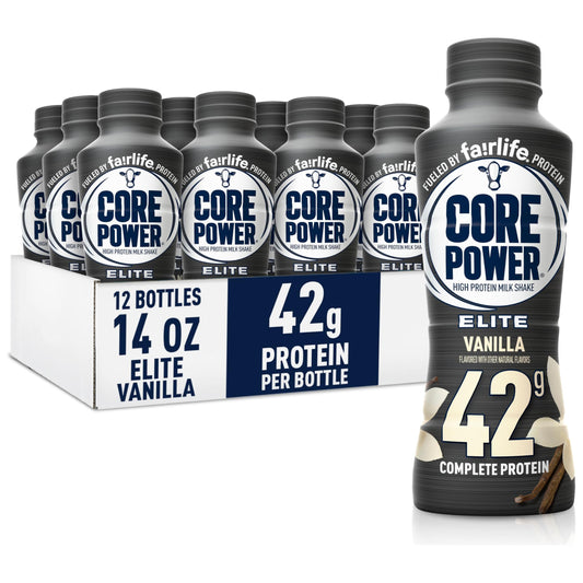 Fairlife Core Power Elite Vanilla Protein Shake - 42g Protein, 14 Fl Oz Bottles (Pack of 12)