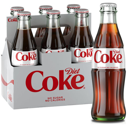 Diet Coke Zero Calorie Cola, 8 oz Glass Bottles, 6-Pack