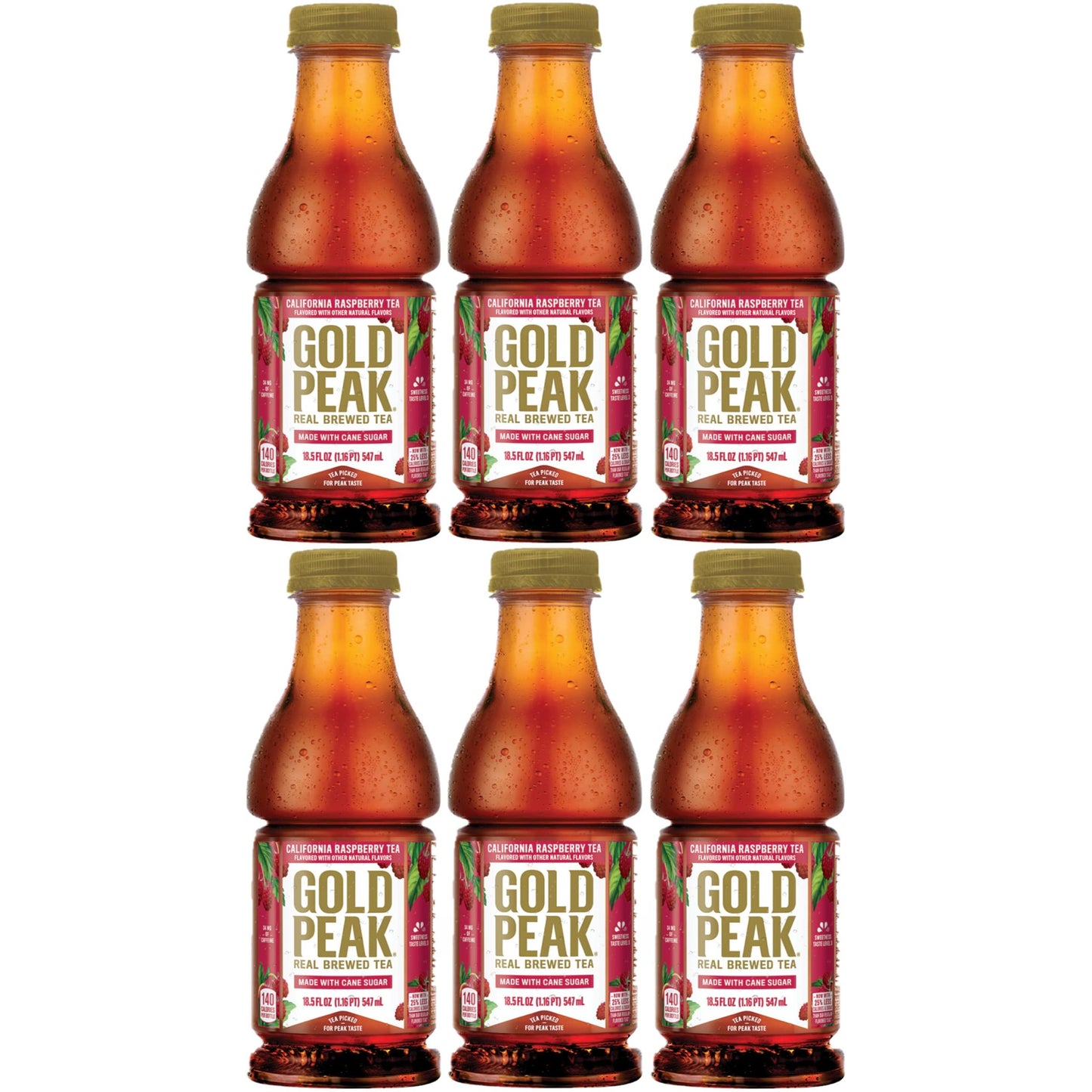 Gold Peak Iced Tea California Raspberry 18.5oz Bottles, Pack of 6