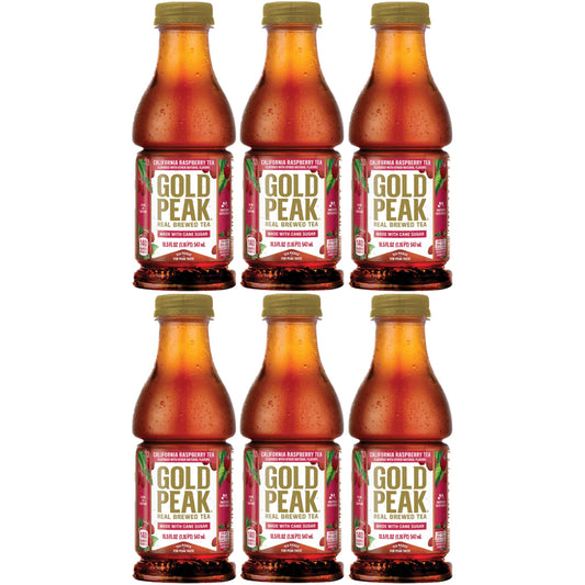 Gold Peak Iced Tea California Raspberry 18.5oz Bottles, Pack of 6