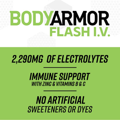 BODYARMOR Flash IV Strawberry Kiwi Electrolyte Sports Drink - 20 fl oz Bottles, 12 Count Pack