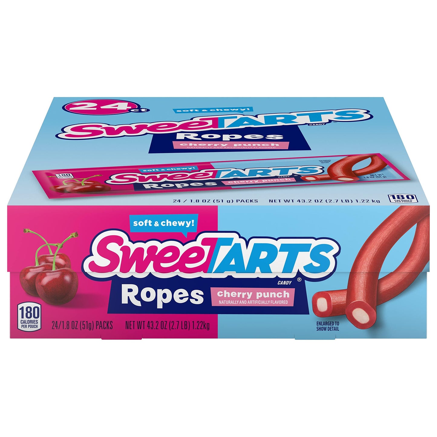 SweeTARTS Soft and Chewy Ropes, Cherry Punch Flavor, 1.8 Ounce Pouches (Pack of 24)