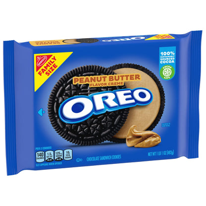 OREO Chocolate Sandwich Cookies with Peanut Butter Creme, Family Size, 17 oz