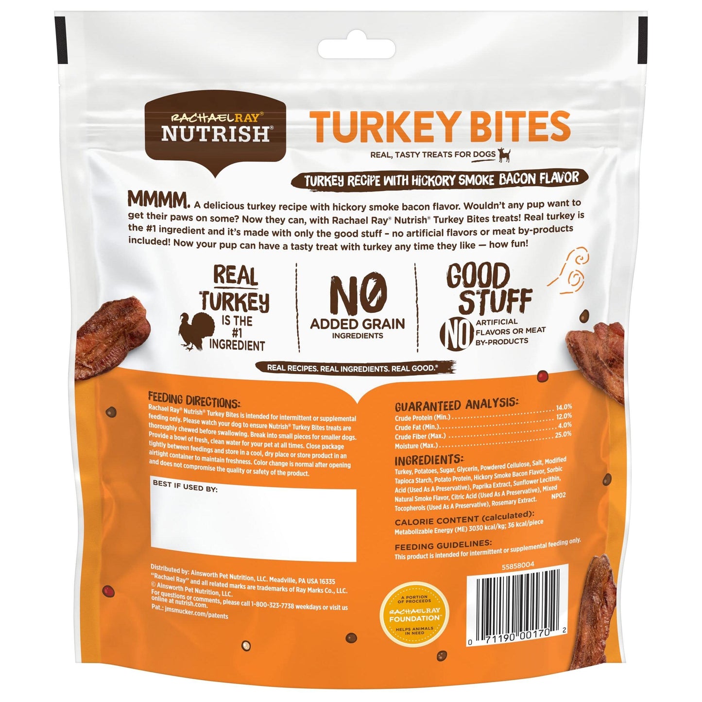 Rachael Ray Nutrish Turkey Bites Turkey Recipe With Hickory Smoke Bacon Flavor Dog Treats, 12 oz. Pouch