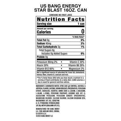 Bang Energy Star Blast - Sugar-Free 16 oz Energy Drink (12-Pack)