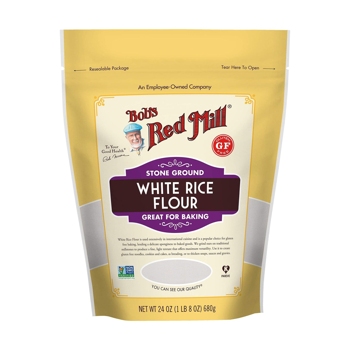 Bob's Red Mill 24 oz Gluten Free White Rice Flour – Perfect for Healthy Cooking