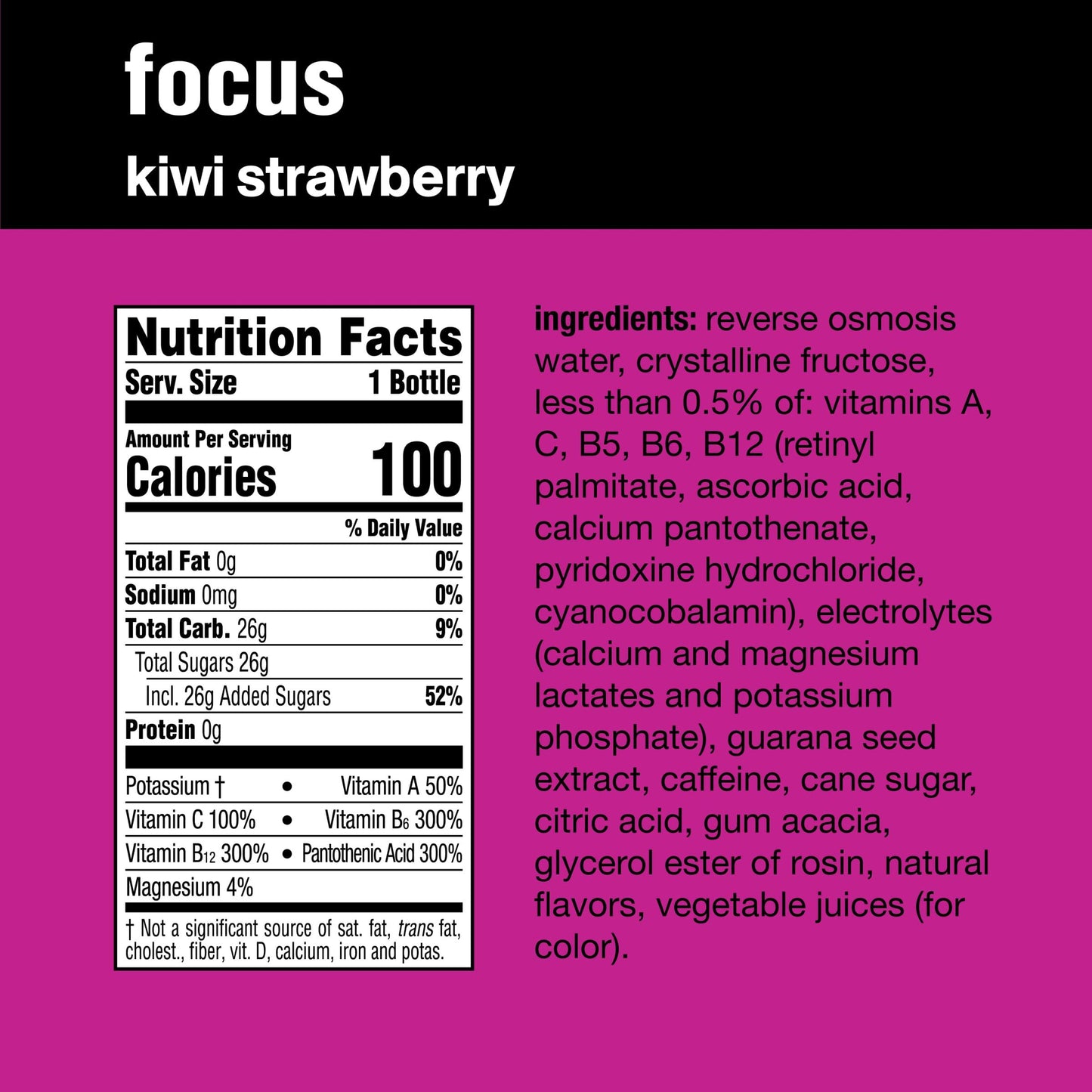 Vitaminwater Focus Kiwi-Strawberry Flavor Enhanced Electrolyte Drink, 20 fl oz, 12-Pack