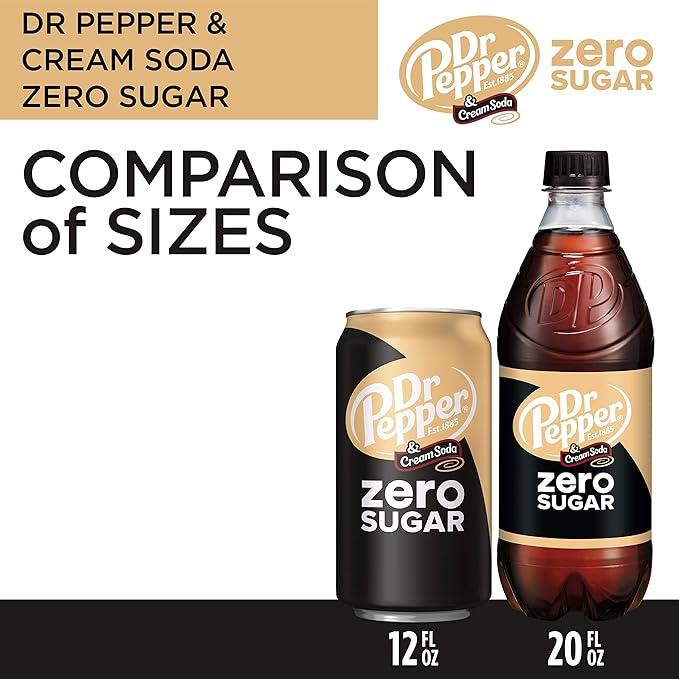 Dr Pepper Cream Soda Zero Sugar Variety Pack, 12 Cans - Sugar-Free Refreshment