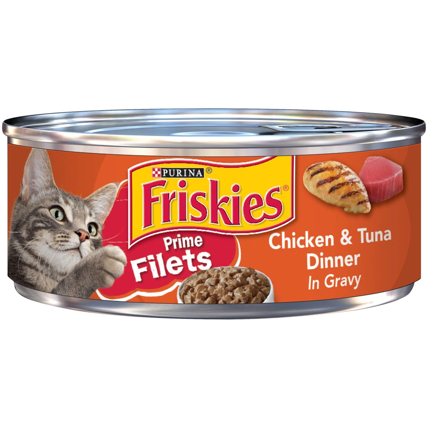 Purina Friskies Wet Cat Food Prime Filets Chicken and Tuna Dinner in Gravy, 5.5 oz Can