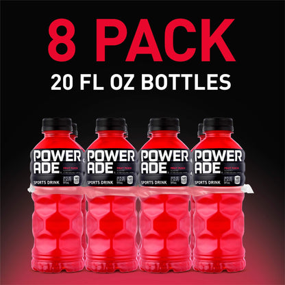 Powerade Electrolyte Fruit Punch, 20 Fl Oz Bottles, 8-Pack for Hydration and Energy