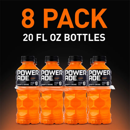 POWERADE Orange Sports Drink, 20 oz Bottles, 8 Count Pack