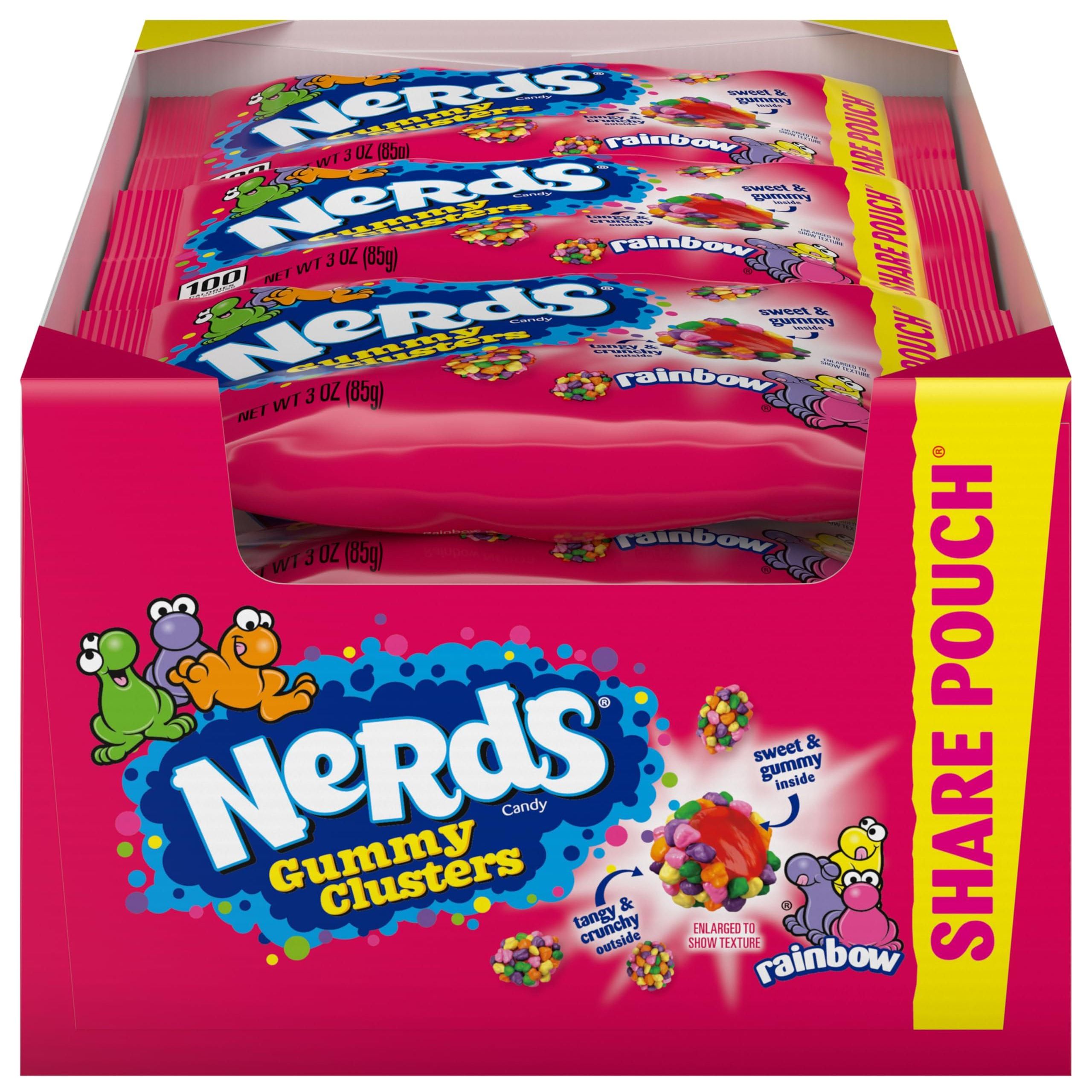 NERDS Rainbow Gummy Clusters Candy, Crunchy & Fruity Treats, 3 oz Packs (12 Count) - Nerds