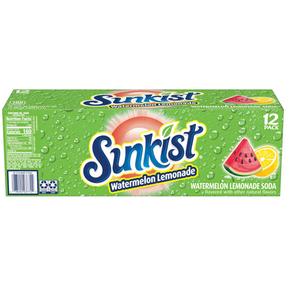 SUNKIST Watermelon Lemonade Refreshing Beverage, 12 oz - 12 Pack