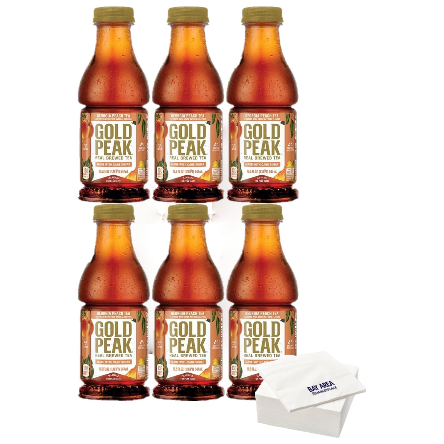 Gold Peak Iced Tea, Georgia Peach, 18.5oz Bottles, Pack of 6