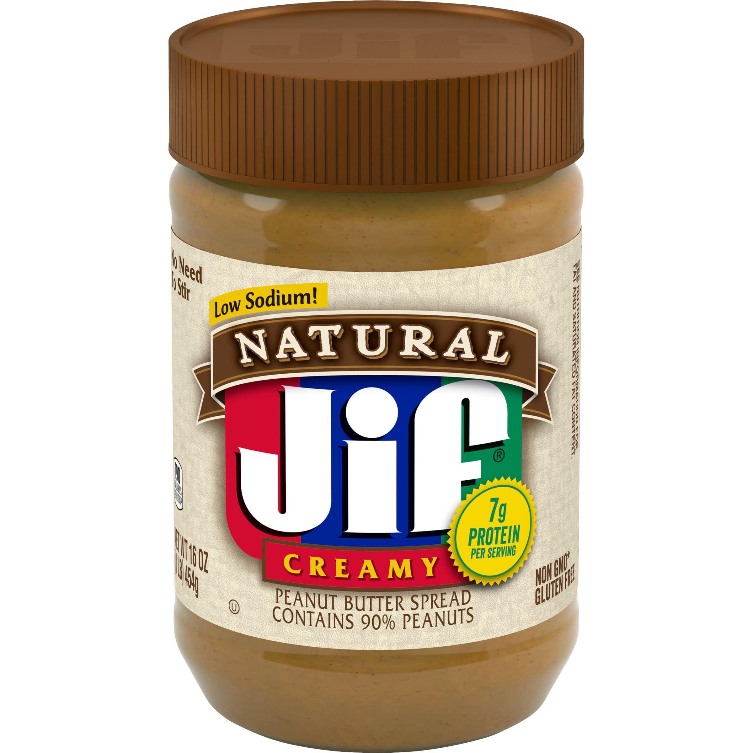 Jif Natural Creamy Peanut Butter, 16 oz, Single Jar - Jif