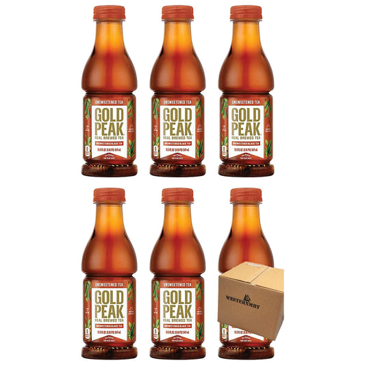 Gold Peak Unsweetened Black Tea Bottles, 18.5 fl oz, 6 Pack