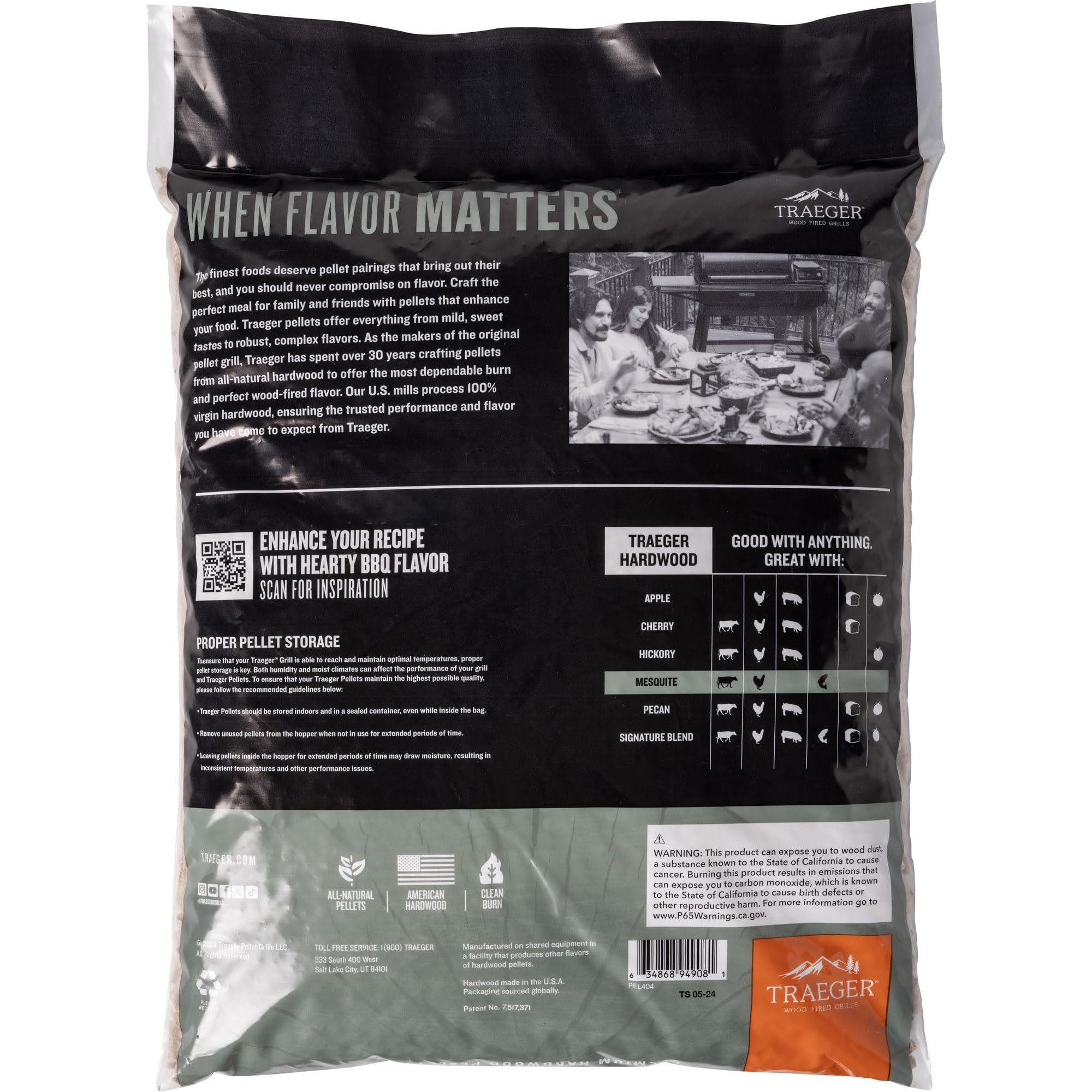 Traeger Mesquite 100% Natural Hardwood Pellets for Grilling and Smoking - 18 lb Bag - Traeger