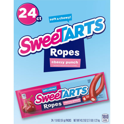 SweeTARTS Soft and Chewy Ropes, Cherry Punch Flavor, 1.8 Ounce Pouches (Pack of 24)