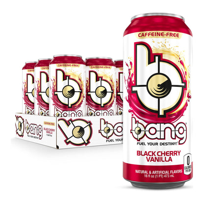 Caffeine-Free Black Cherry Vanilla Bang Energy Drink, Sugar-Free, 16 oz (Pack of 12)