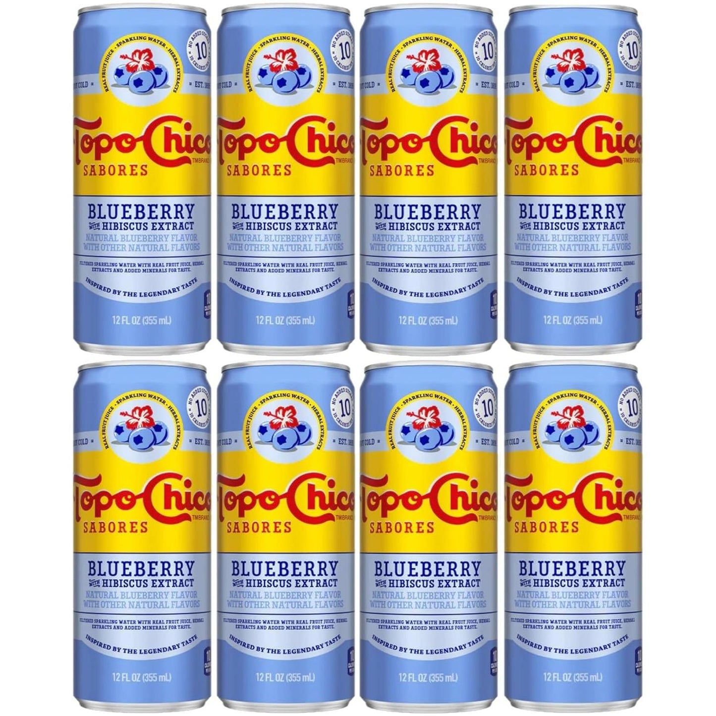 Topo Chico Flavored Sparkling Water 12oz Cans Blueberry Hibiscus - 8 Pack