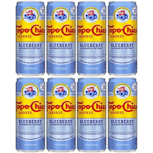 Topo Chico Flavored Sparkling Water 12oz Cans Blueberry Hibiscus - 8 Pack