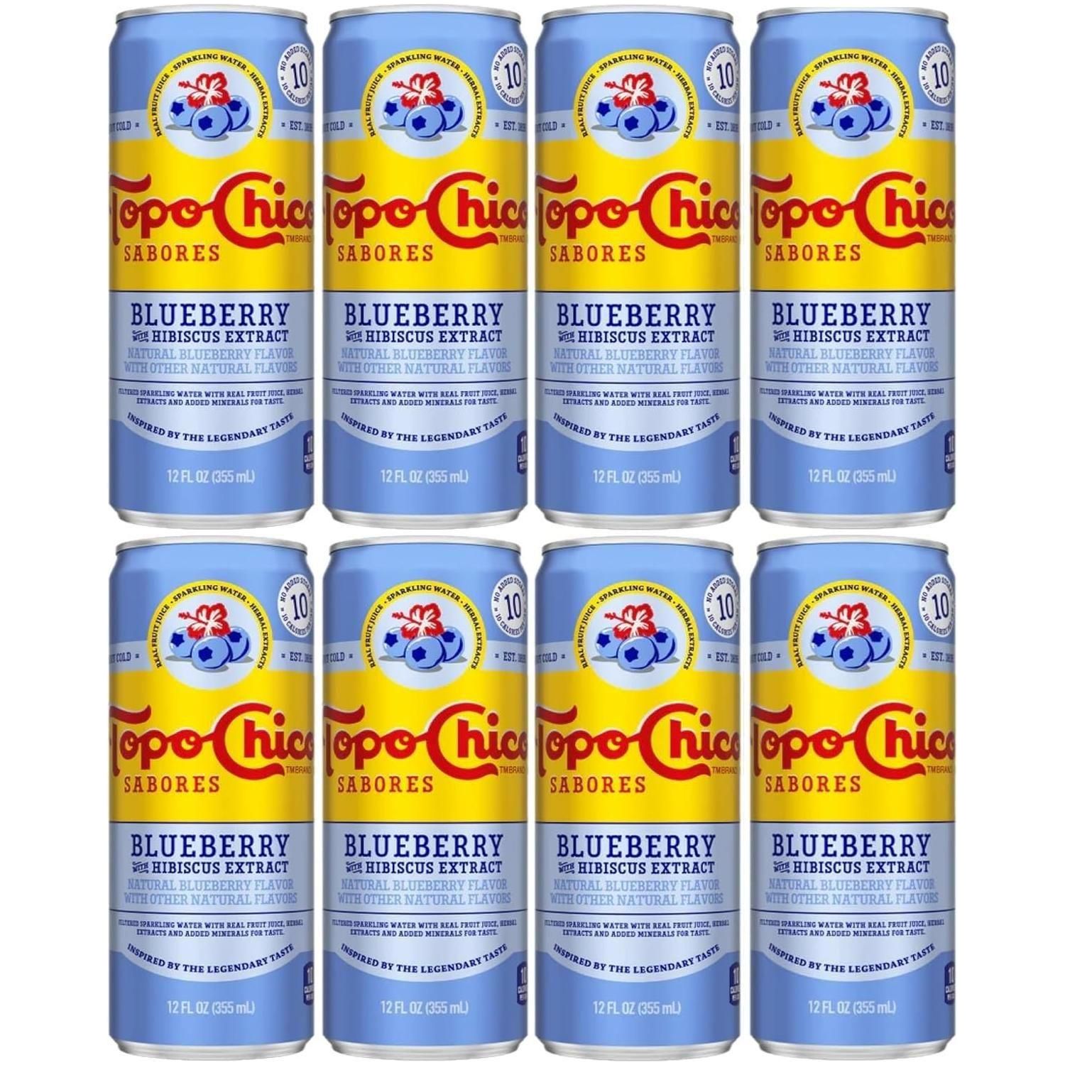 Topo Chico Flavored Sparkling Water 12oz Cans Blueberry Hibiscus - 8 Pack - Topo Chico