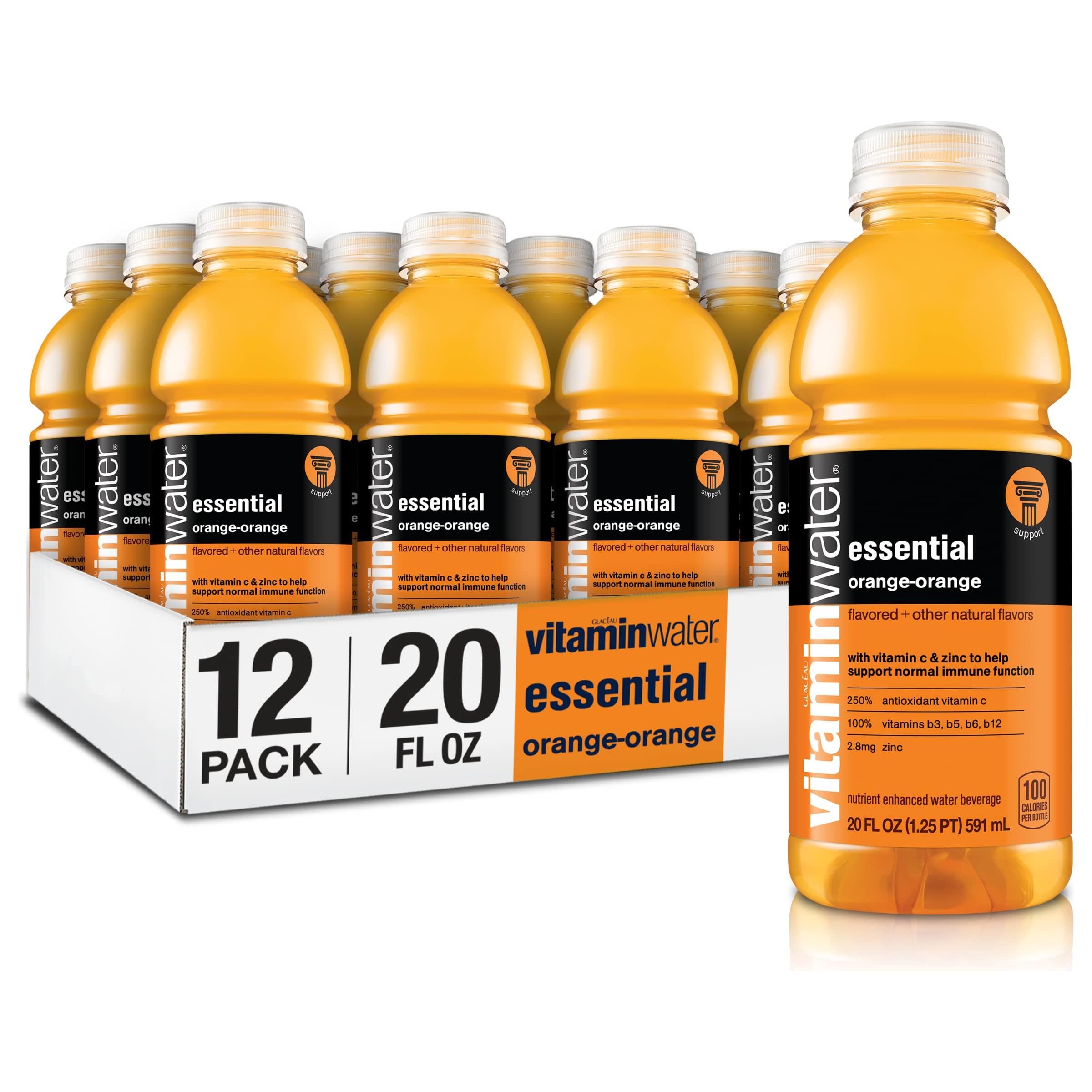 Vitaminwater Essential Orange-Orange Electrolyte-Infused Hydration, 20 fl oz, 12 Pack - Vitamin Water