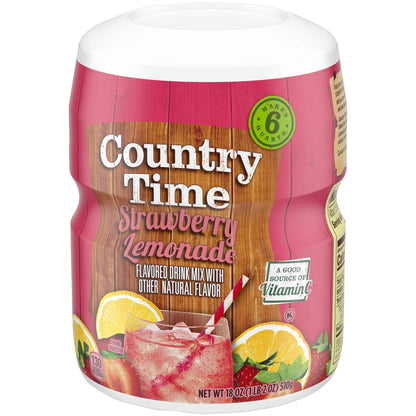 Country Time Strawberry Lemonade Drink Mix, 18 Ounce (Pack of 6)