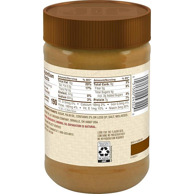 Jif Natural Creamy Peanut Butter, 28 oz, 90% Peanuts, Non-GMO - Jif