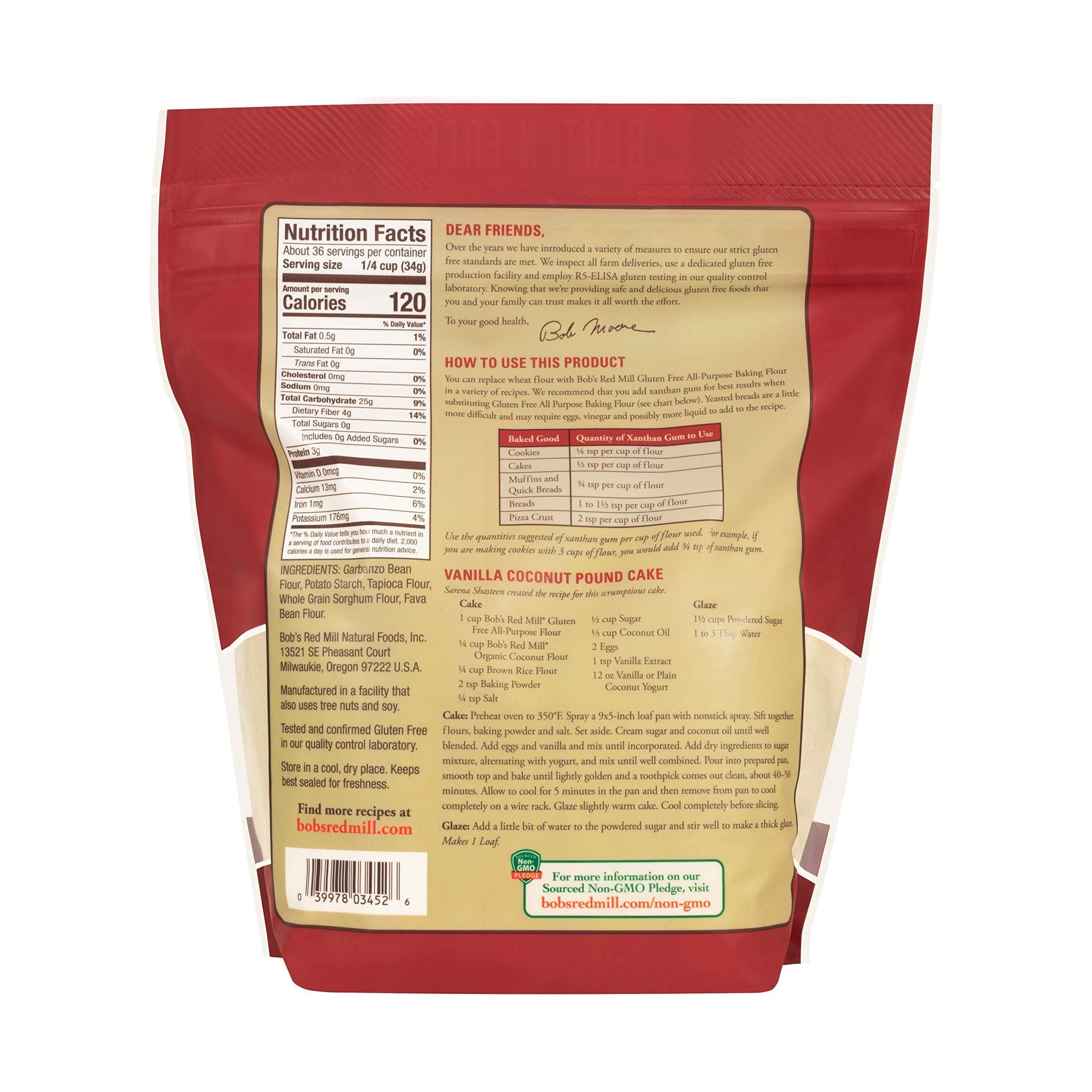 Bob's Red Mill Gluten Free All-Purpose Flour, 44 oz (4 Pack) - Non-GMO & Versatile Baking Blend - Bob's Red Mill