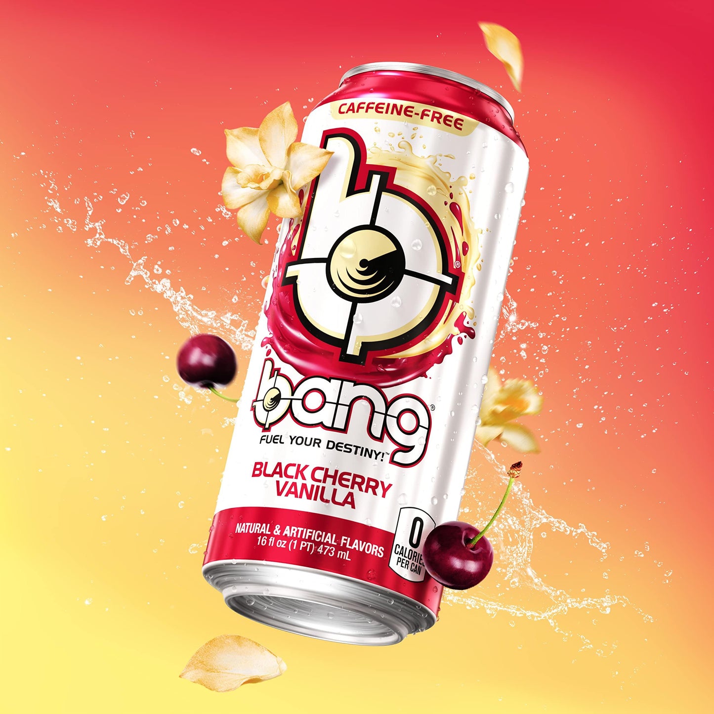 Caffeine-Free Black Cherry Vanilla Bang Energy Drink, Sugar-Free, 16 oz (Pack of 12)