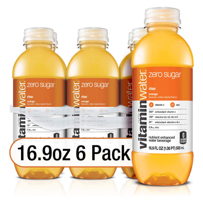 Vitaminwater Zero Rise Orange Flavored Hydration, 16.9 Fl Oz (Pack of 6)