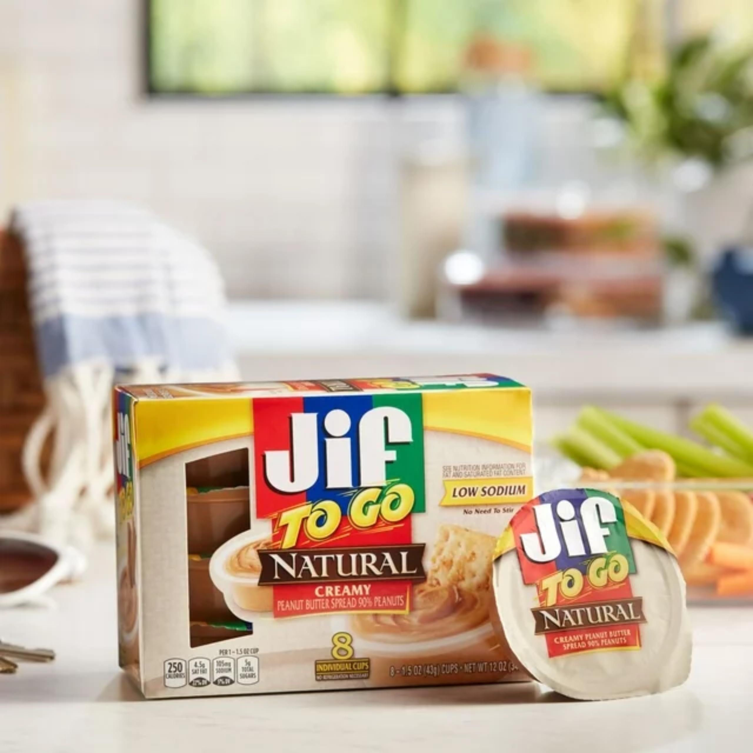 JIF To Go Natural Creamy Peanut Butter Cups, 8 Pack - Jif