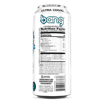 Bang Energy Blue Razz Sugar-Free Energizing Drink, 16-Ounce Cans (12-Pack)