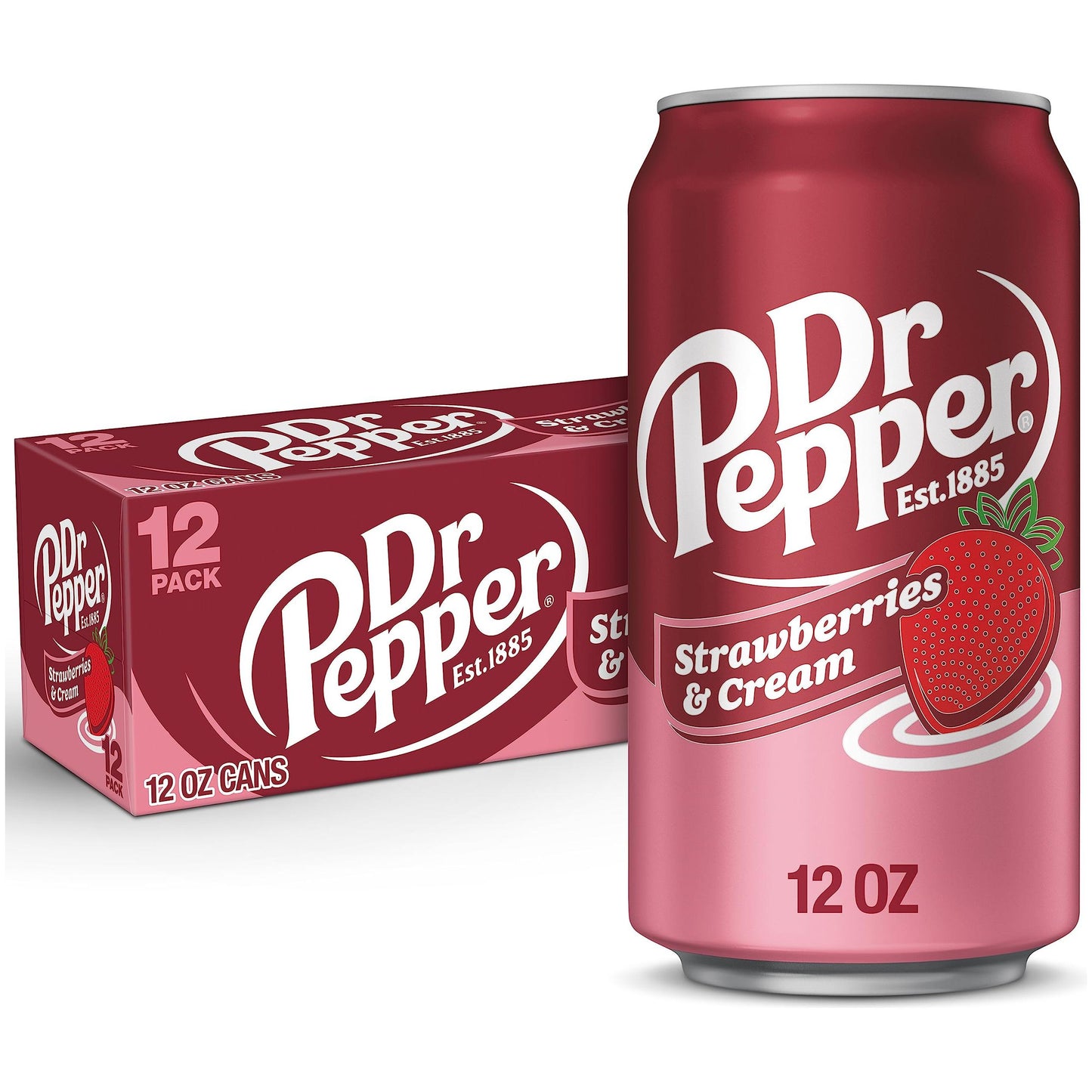 Dr Pepper Strawberry Cream Soda, 12 fl oz, 12 Pack Cans